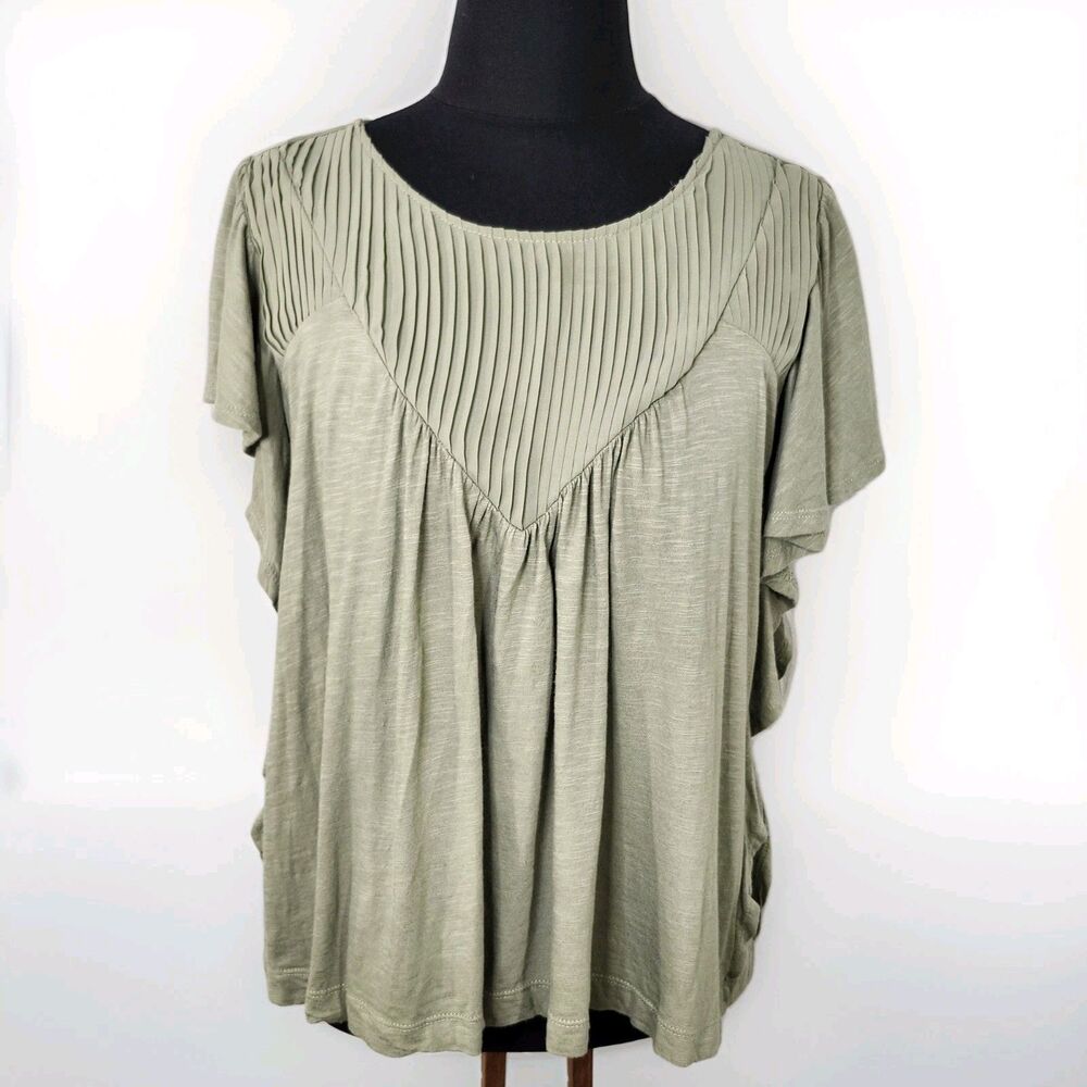 Maurices Women's Top Size M Butterfly Sleeve Pleated Boho Green